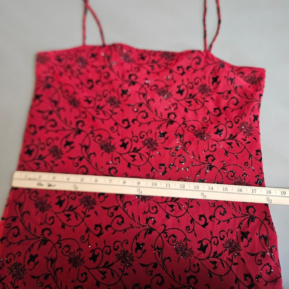Jessica Howard Red Black Glitter Floral Dress Size 14 Y2K Whimsigoth - Picture 8 of 11
